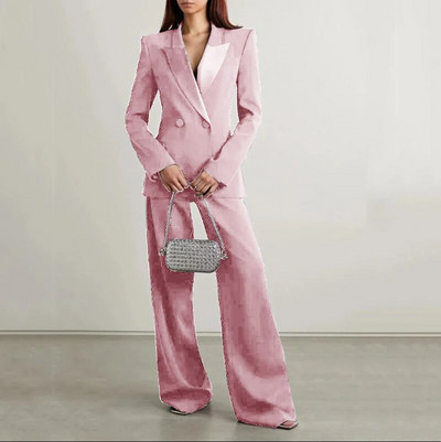 Kétsoros szett női kétrészes alkalmi elegáns női öltönyök 2 részes hajtóka elegáns öltöny blézer női ruházat