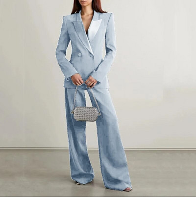 Kétsoros szett női kétrészes alkalmi elegáns női öltönyök 2 részes hajtóka elegáns öltöny blézer női ruházat