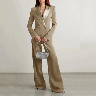 Kétsoros szett női kétrészes alkalmi elegáns női öltönyök 2 részes hajtóka elegáns öltöny blézer női ruházat