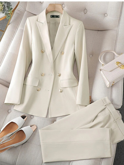 Visokokvalitetna ženska moda, korejsko elegantno odijelo s hlačama, vintage poslovni formalni sako i kompleti hlača od 2 komada Ženska odjeća