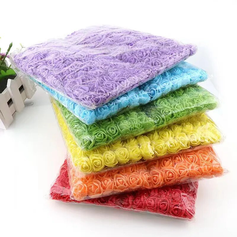 144 komada pjenastog umjetnog cvijeća u više boja za vjenčanje, kućni dekor, spomenari, umjetni cvjetni vijenac, dodaci, male ruže