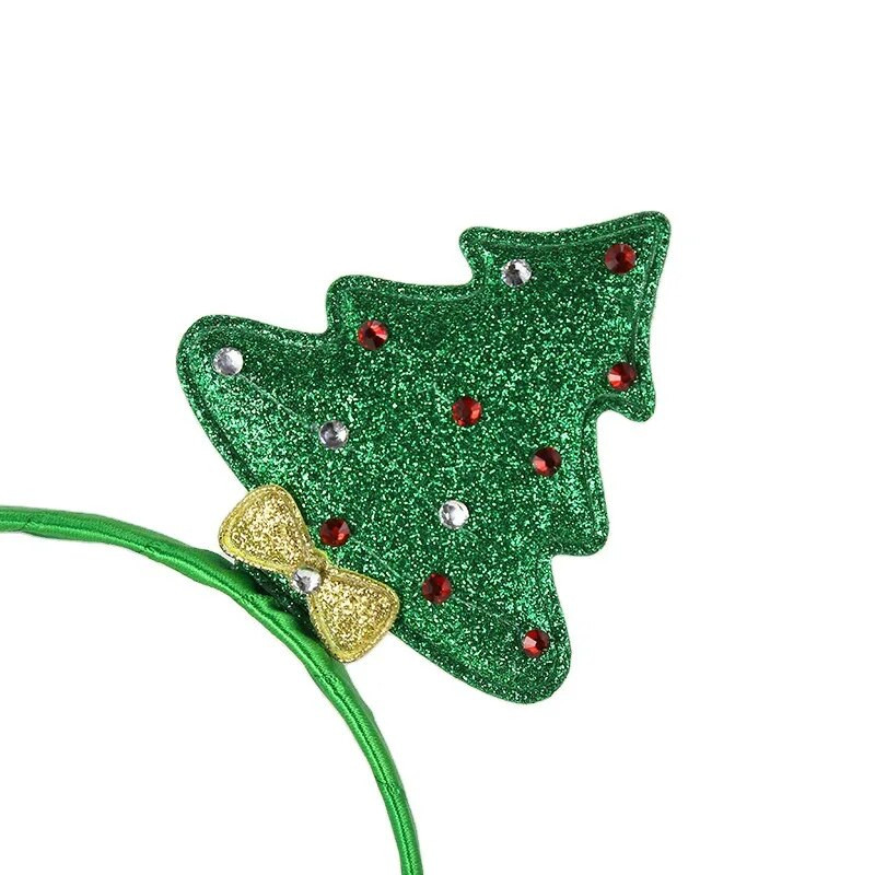 Drvo Traka za glavu Djeca Odrasli Nastup Party Glava Obruč Zeleni dijamanti Šljokice navidad Božićni ukras