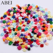 300db 15mm Mix Color kis rózsa virág mini kézzel készített szatén szalag rózsafej esküvői scrapbooking dekoráció ruha kiegészítők