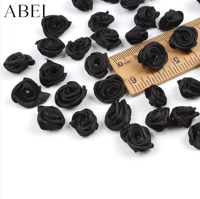 300db 15mm Mix Color kis rózsa virág mini kézzel készített szatén szalag rózsafej esküvői scrapbooking dekoráció ruha kiegészítők