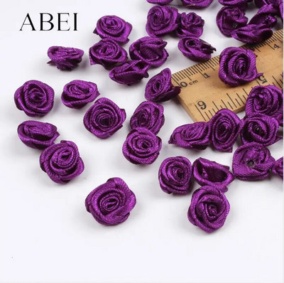 300db 15mm Mix Color kis rózsa virág mini kézzel készített szatén szalag rózsafej esküvői scrapbooking dekoráció ruha kiegészítők