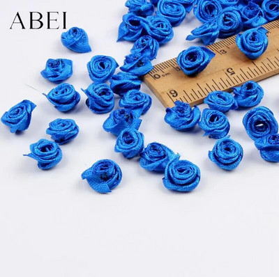 300db 15mm Mix Color kis rózsa virág mini kézzel készített szatén szalag rózsafej esküvői scrapbooking dekoráció ruha kiegészítők