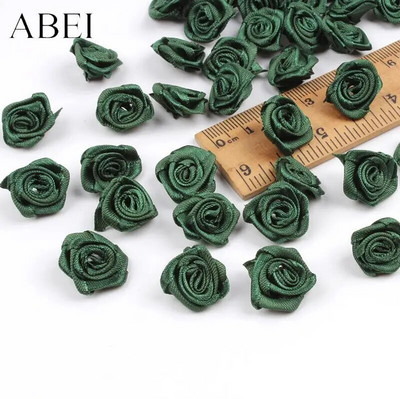 300db 15mm Mix Color kis rózsa virág mini kézzel készített szatén szalag rózsafej esküvői scrapbooking dekoráció ruha kiegészítők
