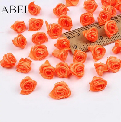 300db 15mm Mix Color kis rózsa virág mini kézzel készített szatén szalag rózsafej esküvői scrapbooking dekoráció ruha kiegészítők