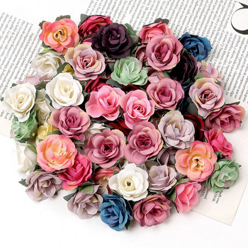 10/20/50Pcs Rose Artificial Flowers 3,5cm Fake Flowers for Home Decor Στολισμός Γάμου Κήπου Γιρλάντες Αξεσουάρ δώρου