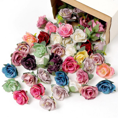 10/20/50Pcs Rose Artificial Flowers 3,5cm Fake Flowers for Home Decor Στολισμός Γάμου Κήπου Γιρλάντες Αξεσουάρ δώρου