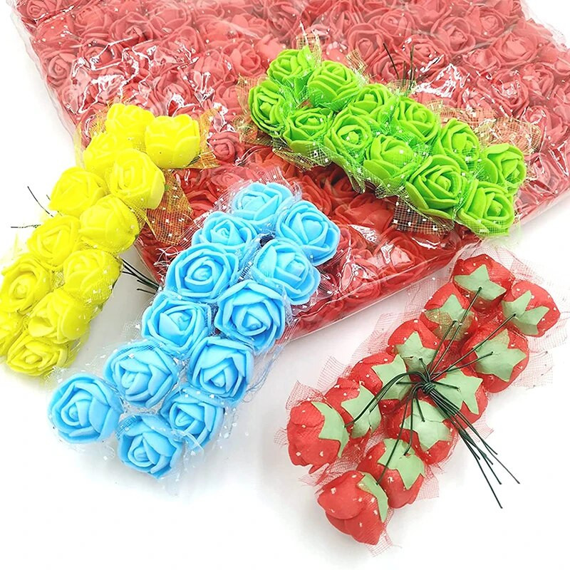36/72/144gab Putuplasta Rožu Mākslīgo Ziedu Galvas Pušķis DIY Vainags Kāzu Dekorācijas Viltus Ziedi Valentīna Dāvanas Mājas Iekārtojums