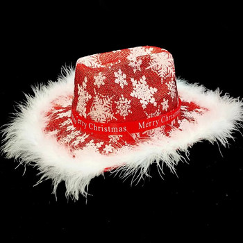 Κόκκινο νιφάδα χιονιού καπέλο Άγιου Βασίλη Γυναικείο τζιν καπέλο Ανδρικό καπέλο τζιν δυτικό φωτιζόμενο καπέλο πρωτοχρονιάτικο αξεσουάρ Καπέλο πάρτι