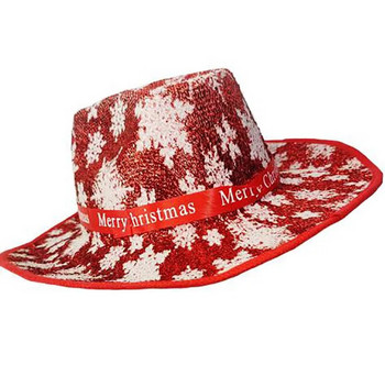 Κόκκινο νιφάδα χιονιού καπέλο Άγιου Βασίλη Γυναικείο τζιν καπέλο Ανδρικό καπέλο τζιν δυτικό φωτιζόμενο καπέλο πρωτοχρονιάτικο αξεσουάρ Καπέλο πάρτι