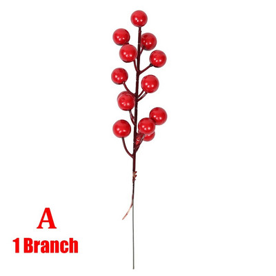 1/30 Grane s 14 glavica Umjetne bobice Grane Buket cvijeća Crvene bobice božikovine Stabljike Biljke za božićnu zabavu Uređenje doma
