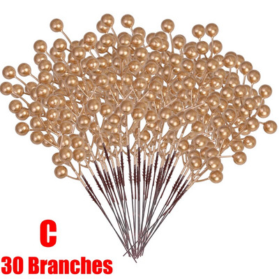 1/30 Grane s 14 glavica Umjetne bobice Grane Buket cvijeća Crvene bobice božikovine Stabljike Biljke za božićnu zabavu Uređenje doma
