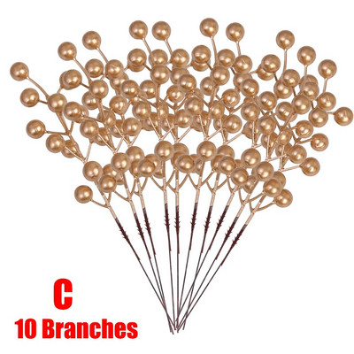 1/30 Grane s 14 glavica Umjetne bobice Grane Buket cvijeća Crvene bobice božikovine Stabljike Biljke za božićnu zabavu Uređenje doma