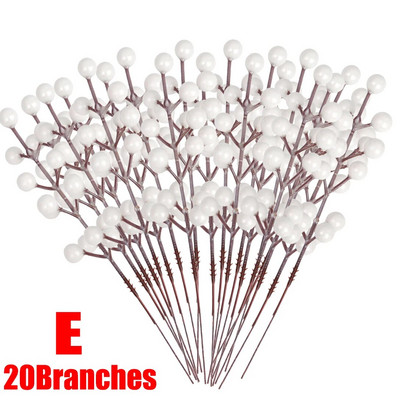 1/30 Grane s 14 glavica Umjetne bobice Grane Buket cvijeća Crvene bobice božikovine Stabljike Biljke za božićnu zabavu Uređenje doma