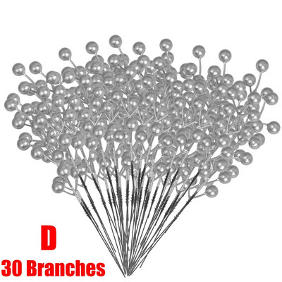 1/30 Grane s 14 glavica Umjetne bobice Grane Buket cvijeća Crvene bobice božikovine Stabljike Biljke za božićnu zabavu Uređenje doma
