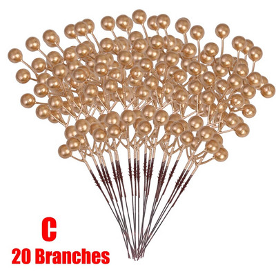 1/30 Grane s 14 glavica Umjetne bobice Grane Buket cvijeća Crvene bobice božikovine Stabljike Biljke za božićnu zabavu Uređenje doma