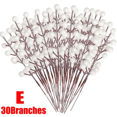 1/30 Grane s 14 glavica Umjetne bobice Grane Buket cvijeća Crvene bobice božikovine Stabljike Biljke za božićnu zabavu Uređenje doma