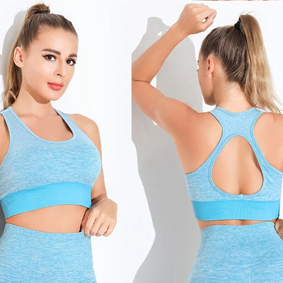 Bešavni ženski set za jogu Sportsko vježbanje u teretani Sportska odjeća Odjeća za teretanu Fitness Skraćena majica dugih rukava Tajice s visokim strukom Sportska odijela