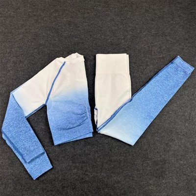 2020 Novi ženski bešavni set za jogu Gym High Waist Ombre tajice Majice Gornje odijelo dugih rukava Fitness Sport Sportski komplet