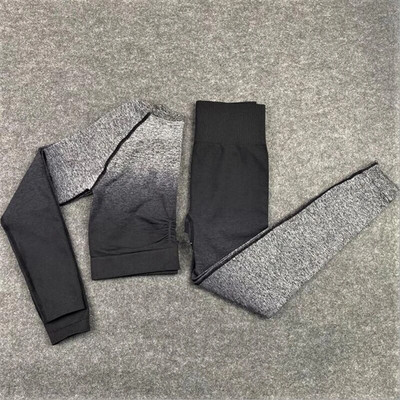 2020 Novi ženski bešavni set za jogu Gym High Waist Ombre tajice Majice Gornje odijelo dugih rukava Fitness Sport Sportski komplet
