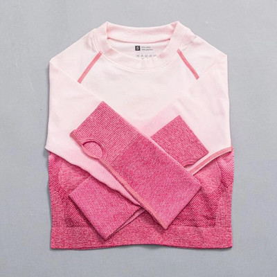 Ženski bešavni joga set Ombre tajice s visokim strukom za teretanu Majice i majice Odijelo dugih rukava Fitness Vježbanje Sport Trčanje Komplet sportske odjeće