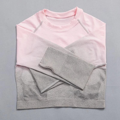 Ženski bešavni joga set Ombre tajice s visokim strukom za teretanu Majice i majice Odijelo dugih rukava Fitness Vježbanje Sport Trčanje Komplet sportske odjeće