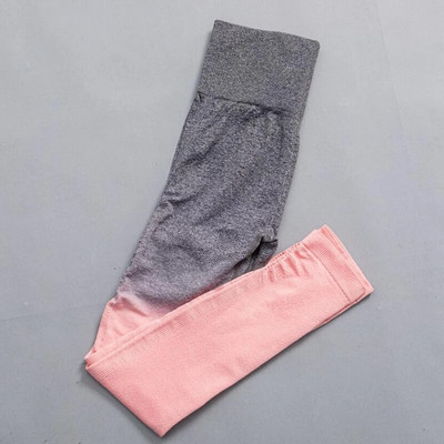 Ženski bešavni joga set Ombre tajice s visokim strukom za teretanu Majice i majice Odijelo dugih rukava Fitness Vježbanje Sport Trčanje Komplet sportske odjeće