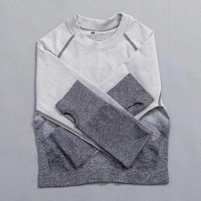 Ženski bešavni joga set Ombre tajice s visokim strukom za teretanu Majice i majice Odijelo dugih rukava Fitness Vježbanje Sport Trčanje Komplet sportske odjeće