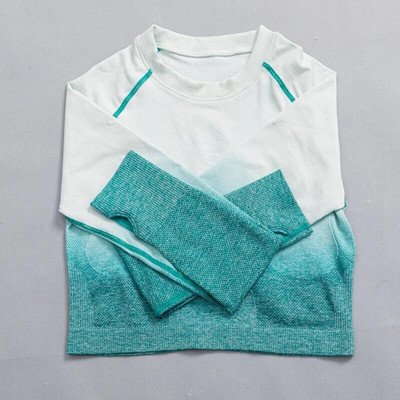 Ženski bešavni joga set Ombre tajice s visokim strukom za teretanu Majice i majice Odijelo dugih rukava Fitness Vježbanje Sport Trčanje Komplet sportske odjeće