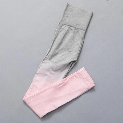 Ženski bešavni joga set Ombre tajice s visokim strukom za teretanu Majice i majice Odijelo dugih rukava Fitness Vježbanje Sport Trčanje Komplet sportske odjeće