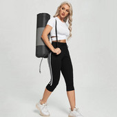 Ženska sportska prugasta garnitura za jogu u teretani Sportsko odijelo za fitness Sportska odjeća Tajice s visokim strukom Gornja odjeća za vježbanje Ležerne kapri hlače