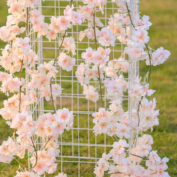 180 εκ. Τεχνητά λουλούδια Sakura Γάμος αμπέλου Υπαίθριος κήπος Αψίδα τριαντάφυλλο Διακόσμηση σπιτιού Χριστουγεννιάτικο μεταξωτό λεύκωμα Φυτά τοίχου φόντου
