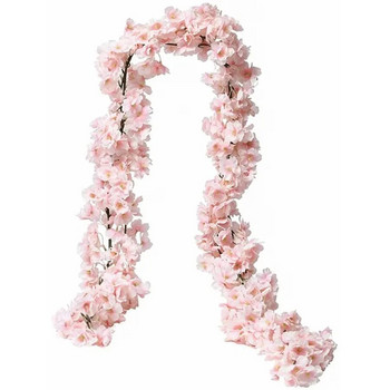 180 εκ. Τεχνητά λουλούδια Sakura Γάμος αμπέλου Υπαίθριος κήπος Αψίδα τριαντάφυλλο Διακόσμηση σπιτιού Χριστουγεννιάτικο μεταξωτό λεύκωμα Φυτά τοίχου φόντου