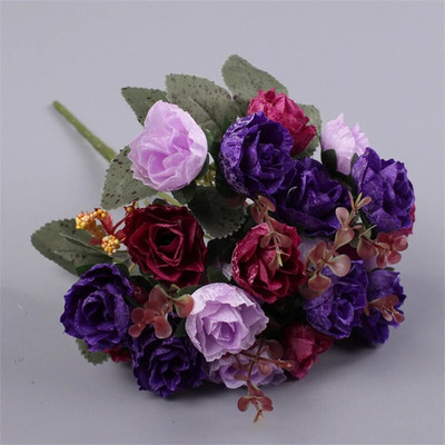 21 glava ruže Buket umjetnog cvijeća Lažno cvijeće za Valentinovo Dekoracije Svilena ruža Svadbeni stol Dekoracija doma za Valentinovo