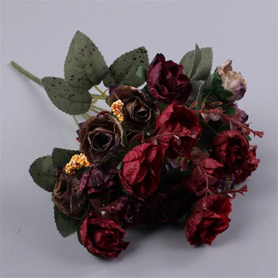 21 glava ruže Buket umjetnog cvijeća Lažno cvijeće za Valentinovo Dekoracije Svilena ruža Svadbeni stol Dekoracija doma za Valentinovo