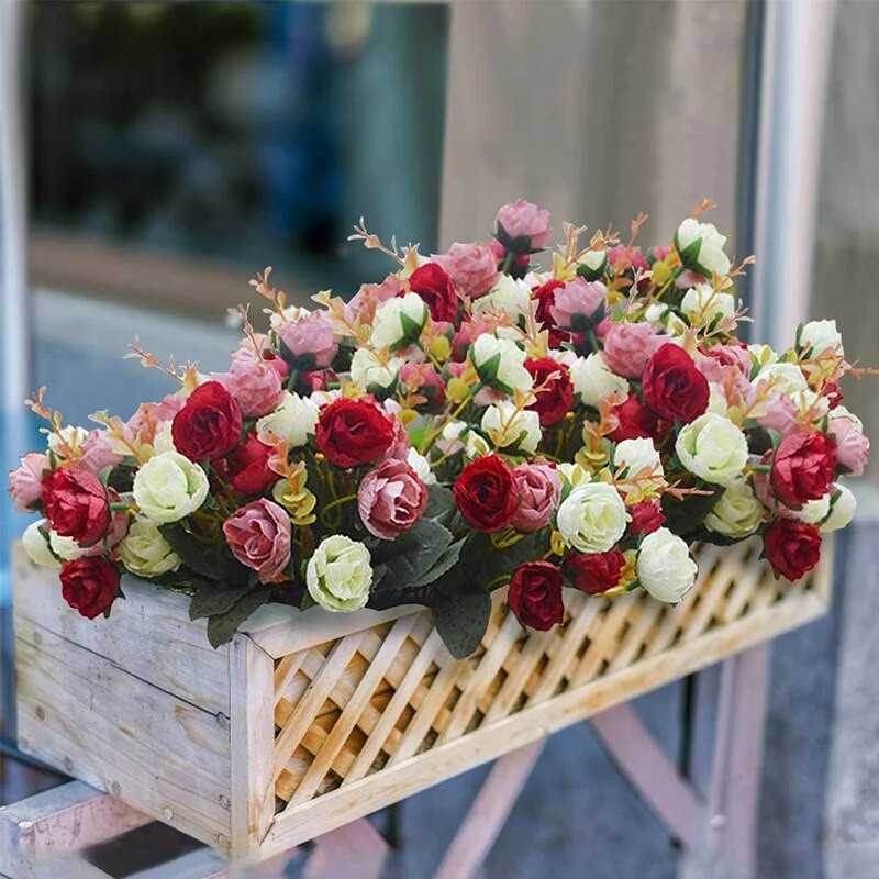21 glava ruže Buket umjetnog cvijeća Lažno cvijeće za Valentinovo Dekoracije Svilena ruža Svadbeni stol Dekoracija doma za Valentinovo