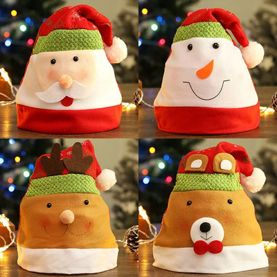 Коледни орнаменти Декорация Коледни шапки Сладки анимационни шапки на Дядо Коледа Деца Деца Възрастни Шапка Коледно парти Реквизит Декор