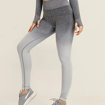 Sportski set Ženski Gradient Fitness Joga Trenirka Trčanje u teretani Sportska odjeća Majice za trčanje Bešavne tajice Sportski grudnjak Fitness odijelo