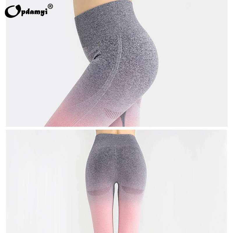 Sportski set Ženski Gradient Fitness Joga Trenirka Trčanje u teretani Sportska odjeća Majice za trčanje Bešavne tajice Sportski grudnjak Fitness odijelo