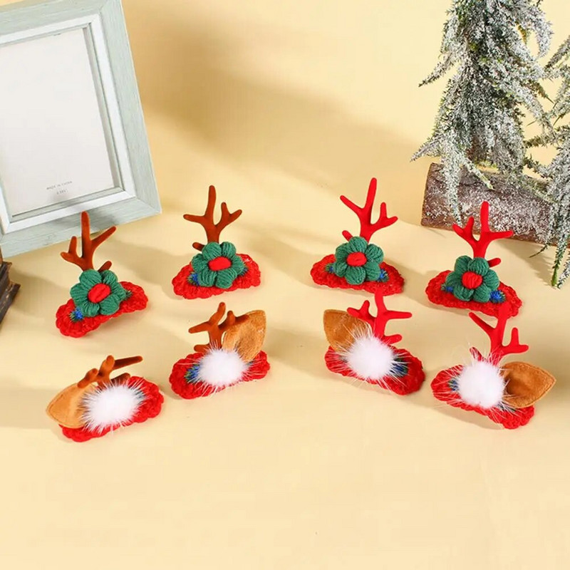 Kosa za kosu s losovim rogovima Čudesne božićne kopče za kosu Preslatki losovi rogovi Bijeli pomponi Dizajn protiv klizanja za svečanosti za odrasle