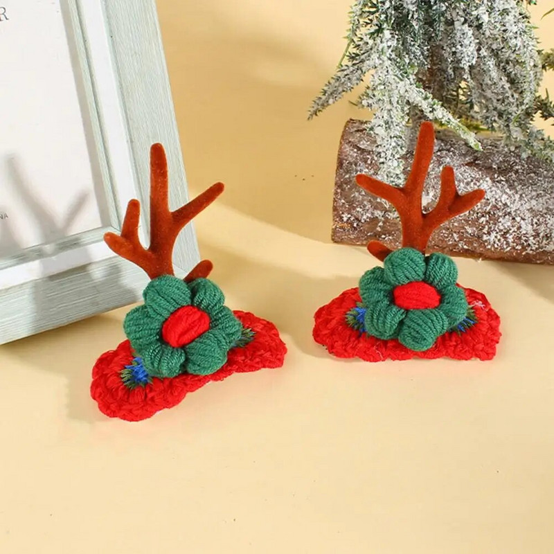 Kosa za kosu s losovim rogovima Čudesne božićne kopče za kosu Preslatki losovi rogovi Bijeli pomponi Dizajn protiv klizanja za svečanosti za odrasle