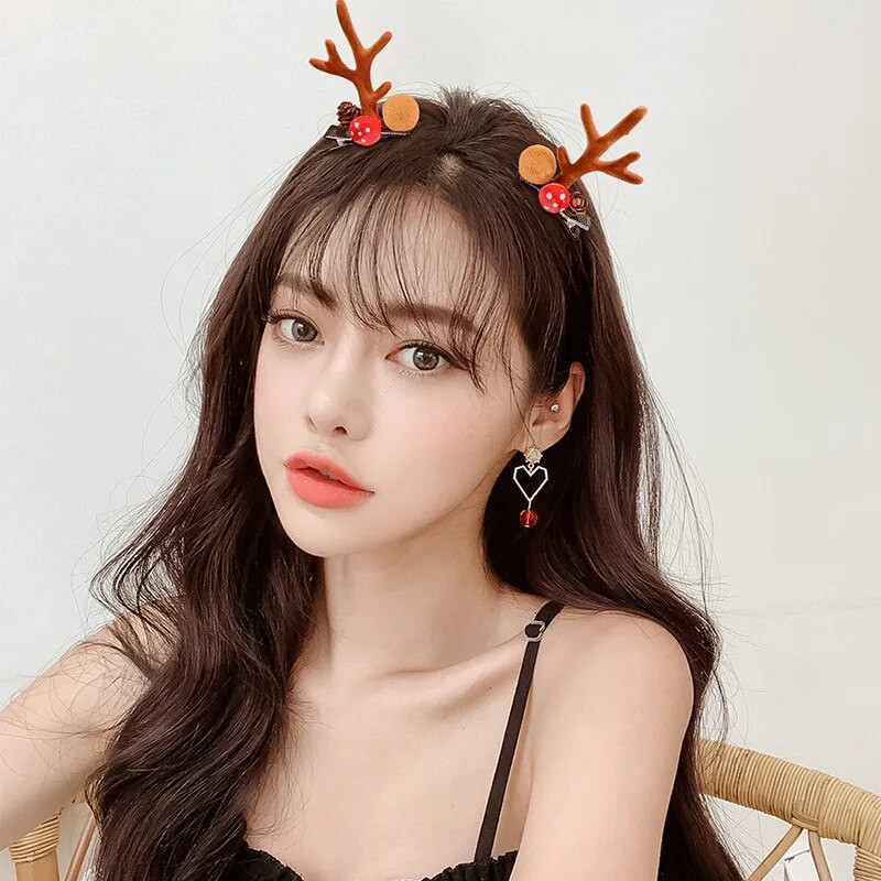 Božićni jelenji rogovi Traka za glavu Žene Djevojke Mačje uho Obruč za kosu Pokrivalo za glavu Vila Kostim Traka za glavu Traka za kosu Traka za kosu