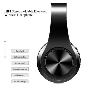 2023 Надграждане на безжични Bluetooth слушалки Стерео слушалки Музикални Спортни слушалки над главата с микрофон за смарт телефон Телевизор Компютър Таблет
