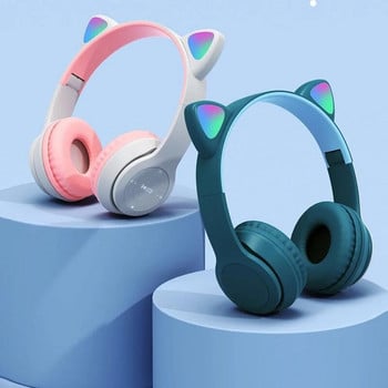 P47 Ασύρματο ακουστικό Cat Ear με μικρόφωνο Bluetooth Στερεοφωνικό μπάσο Κράνη Παιδικά κορίτσι Δώρο Ακουστικά Ακουστικά PC Phone Headset Gamer