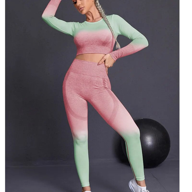 Jogos antblauzdžiai Drabužiai Moteriškas Sportas Moteriška Sportinė Apranga Treniruotės Dviejų dalių kūno rengybos komplektas Kostiumo viršus ir kelnės Apranga Sporto salės sportinis kostiumas