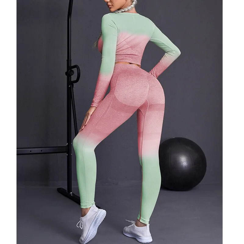 Jogos antblauzdžiai Drabužiai Moteriškas Sportas Moteriška Sportinė Apranga Treniruotės Dviejų dalių kūno rengybos komplektas Kostiumo viršus ir kelnės Apranga Sporto salės sportinis kostiumas