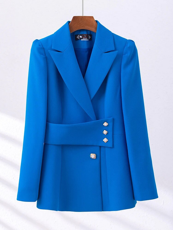 Visokokvalitetno odijelo s hlačama Žensko zeleno plavo marelica Ženska poslovna radna odjeća Formalni set od 2 komada Ženski blejzer sako i hlače